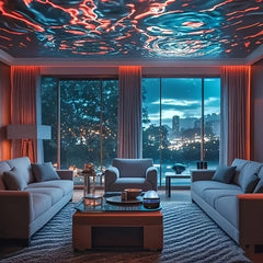 Water Ripple Effect Ambient Projection Light - USB-C & Battery-Powered LED Starry Sky Lighting With Remote Control, Color-Changing Mood Light For Bedroom And Living Room, Festival Gift