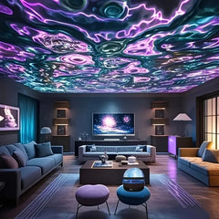 Water Ripple Effect Ambient Projection Light - USB-C & Battery-Powered LED Starry Sky Lighting With Remote Control, Color-Changing Mood Light For Bedroom And Living Room, Festival Gift