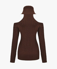 Twist Knit Strapless Lace-up Slim-fit Turtleneck Dress