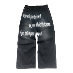 Men's Retro Letter Printed Minimalist Wide Leg Pants
