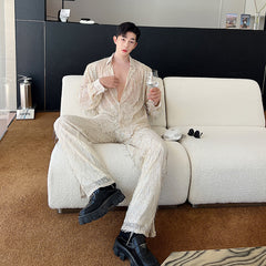 Nightclub Sequins Sequin Suit Men's Heavy Craft Tassel Straight-leg Pants Shirt