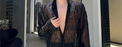 Nightclub Sequins Sequin Suit Men's Heavy Craft Tassel Straight-leg Pants Shirt