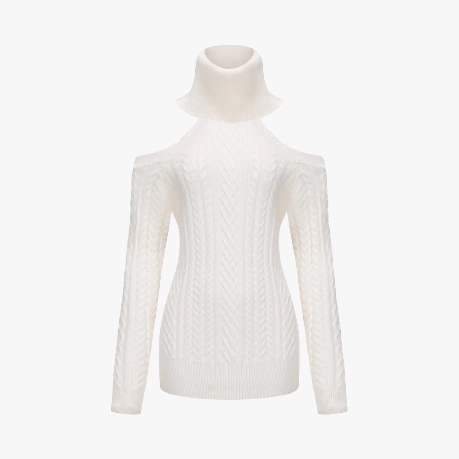 Twist Knit Strapless Lace-up Slim-fit Turtleneck Dress