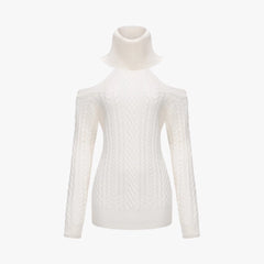 Twist Knit Strapless Lace-up Slim-fit Turtleneck Dress