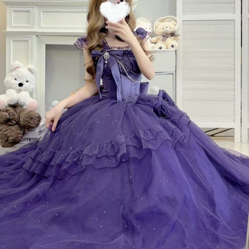 Summer New French Fairy Star Bright Princess Dress