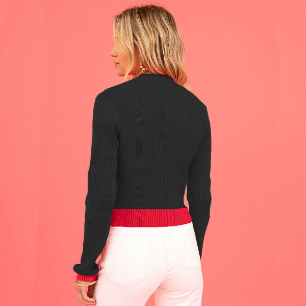 Heart Peach Round Neck Pullover Knitted Sweater