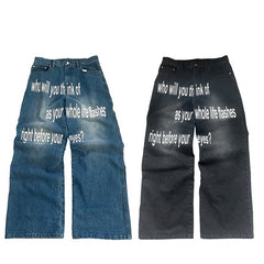 Men's Retro Letter Printed Minimalist Wide Leg Pants