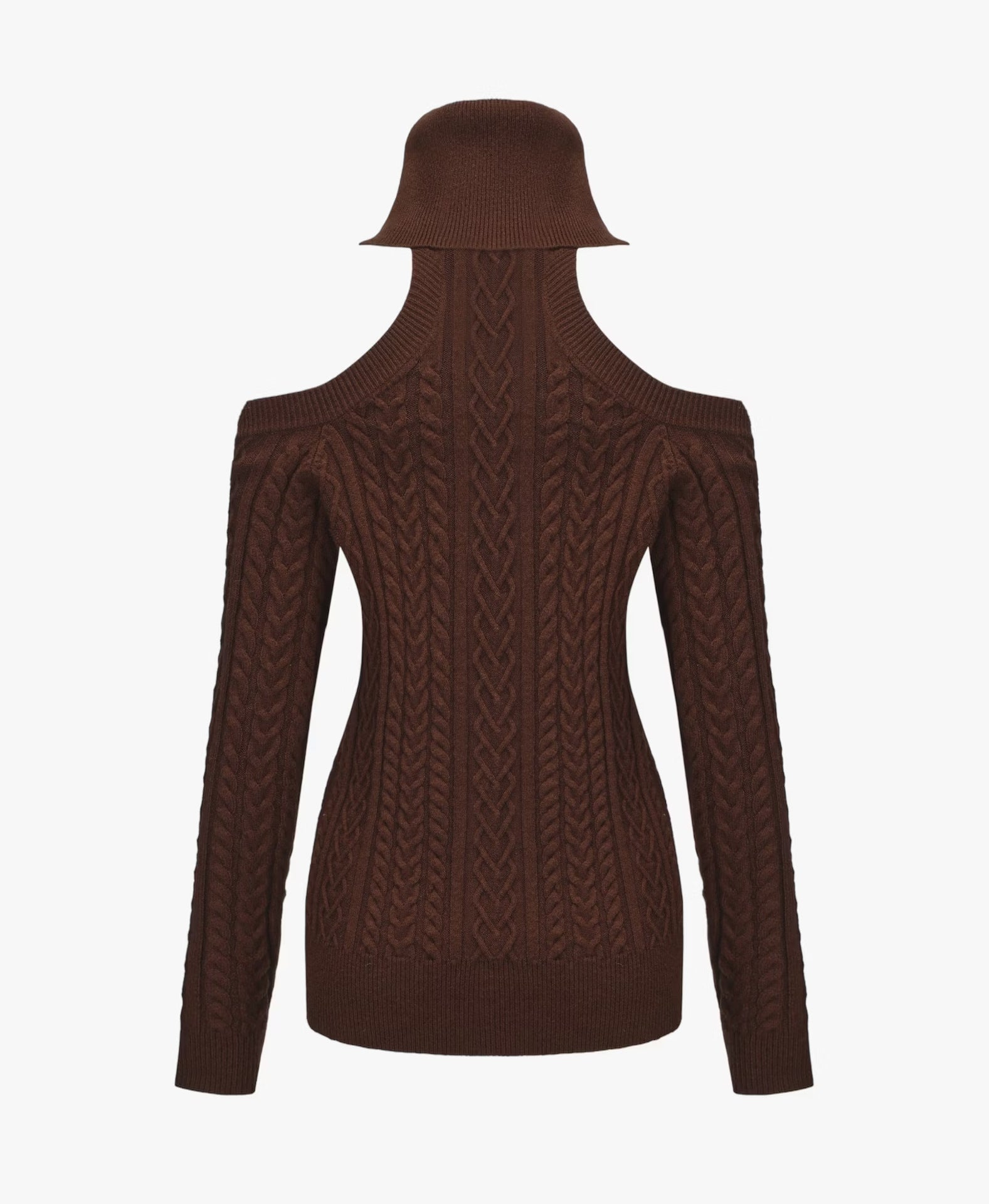 Twist Knit Strapless Lace-up Slim-fit Turtleneck Dress