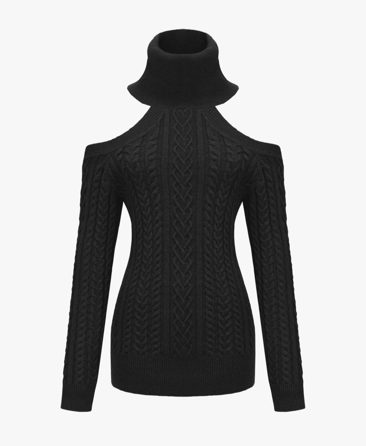 Twist Knit Strapless Lace-up Slim-fit Turtleneck Dress