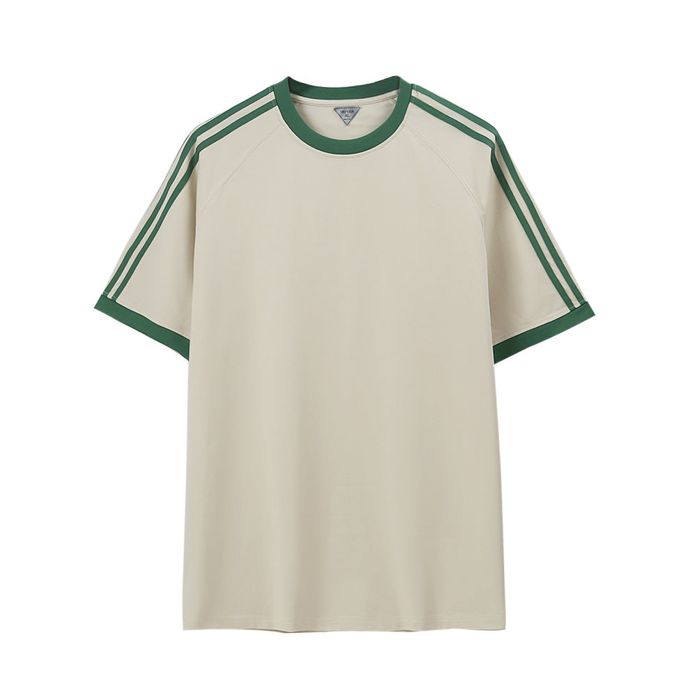 Men's And Women's Ice Silk Stripes Five-point Top