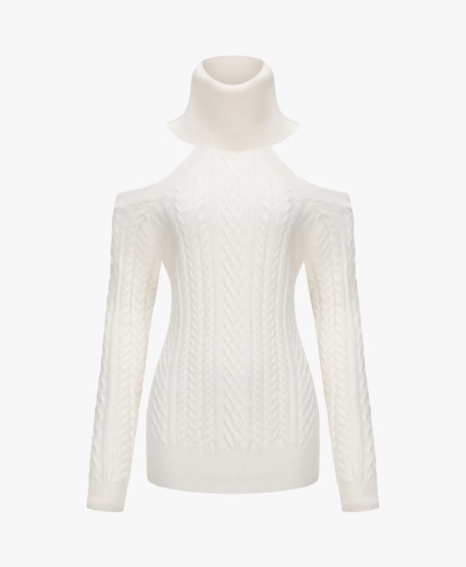 Twist Knit Strapless Lace-up Slim-fit Turtleneck Dress