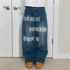 Men's Retro Letter Printed Minimalist Wide Leg Pants